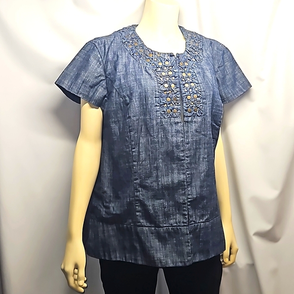 Coldwater Creek Jacket Navy Chambray - Picture 1 of 10